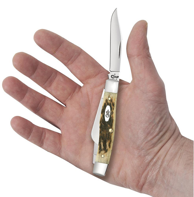 Case Knives Peach Seed Jig Amber Bone CS Medium Stockman with Pen Blade