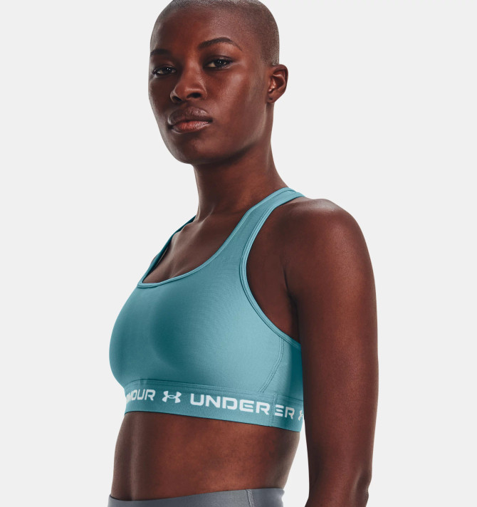 Women's Under Armour Mid Crossback Sports Bra - Glacier Blue/White