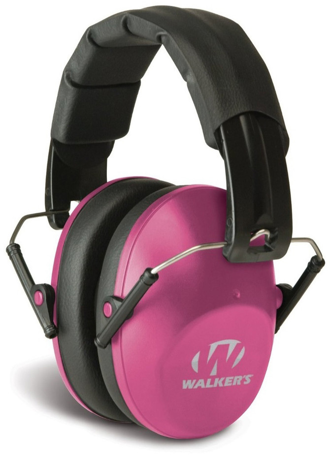 Walker' Pro Low Profile Folding Muff Ear Protection - Pink / Black