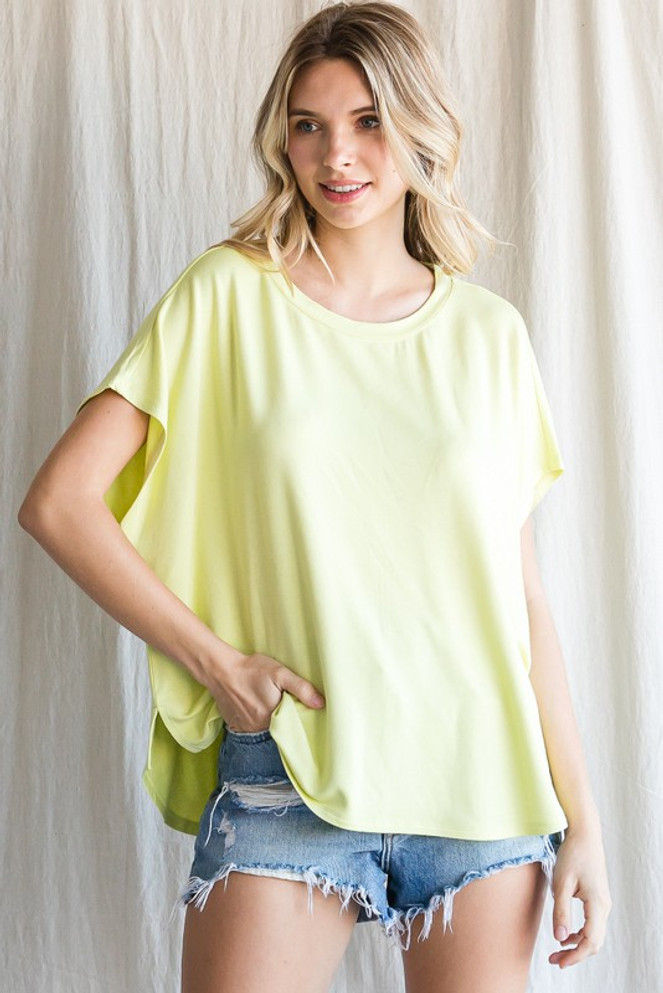 Jodifl Lemon Solid Shot Dolman Sleeves Top