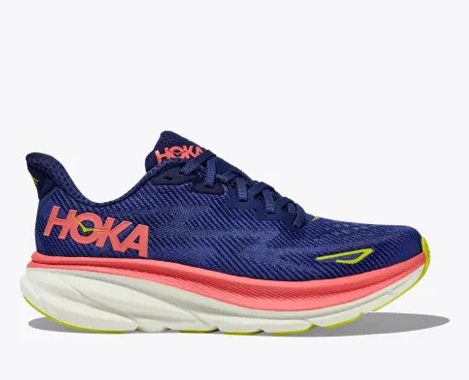 Hoka Women's Clifton 9 Running Shoe - Evening Sky/Coral