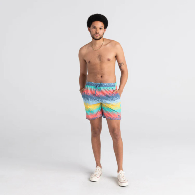 Saxx Men's Oh Buoy 2N1 Stretch Volley 7" - Tech Rec Stripe Multi