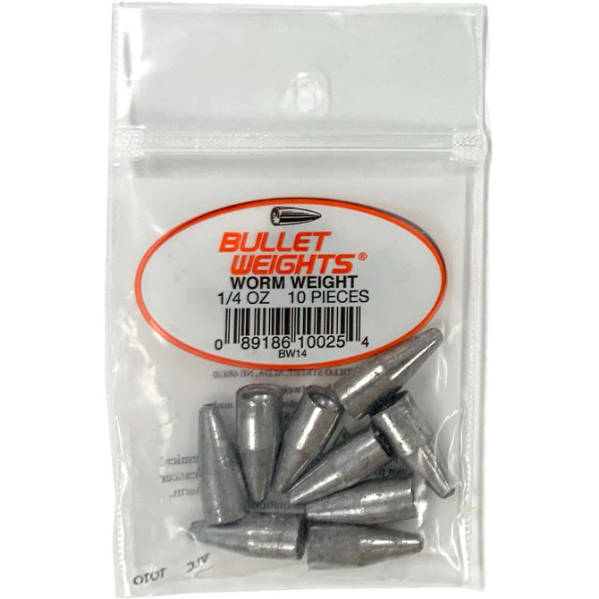 Bullet Weights 1/4oz. Worm Weights 10 ct.