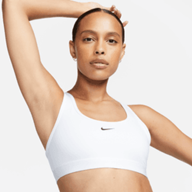 Nike Women's Swoosh Light Support Sports Bra- White/Black