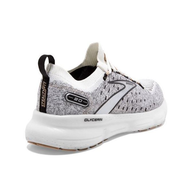 Brooks Women's Glycerin StealthFit 20 Road Running Shoe - White/Black/Cream