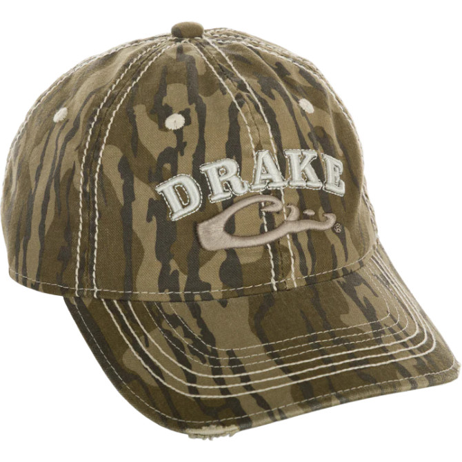 Drake Distressed 6-Panel Ball Cap - Mossy Oak Original Bottomland