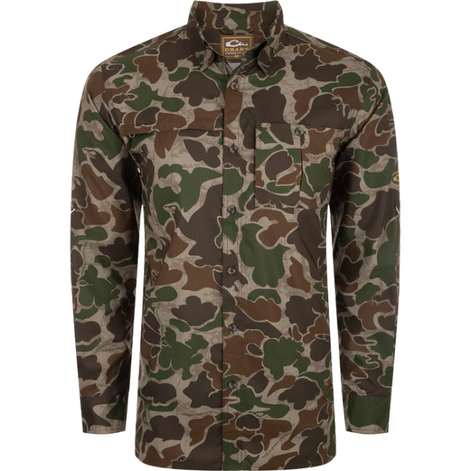 Drake 8-Shot Flyweight L/S Shirt -  Old School Green