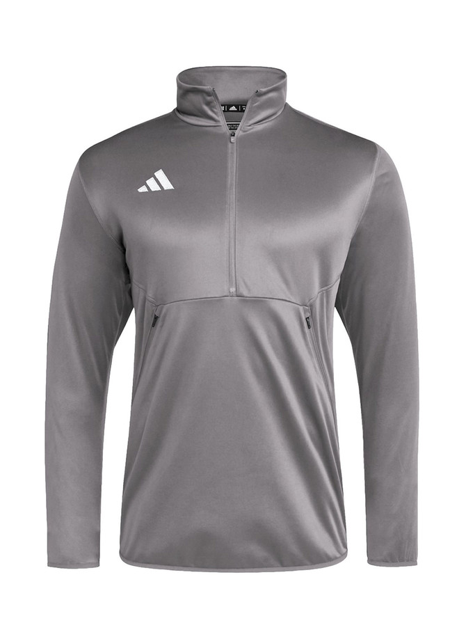 Adidas Men's Team Grey Four/White Sideline Knit Quarter-Zip