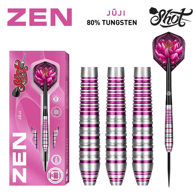 Shot Darts Zen Juji Steel Tip Dart Set 80% Tungsten Barrells