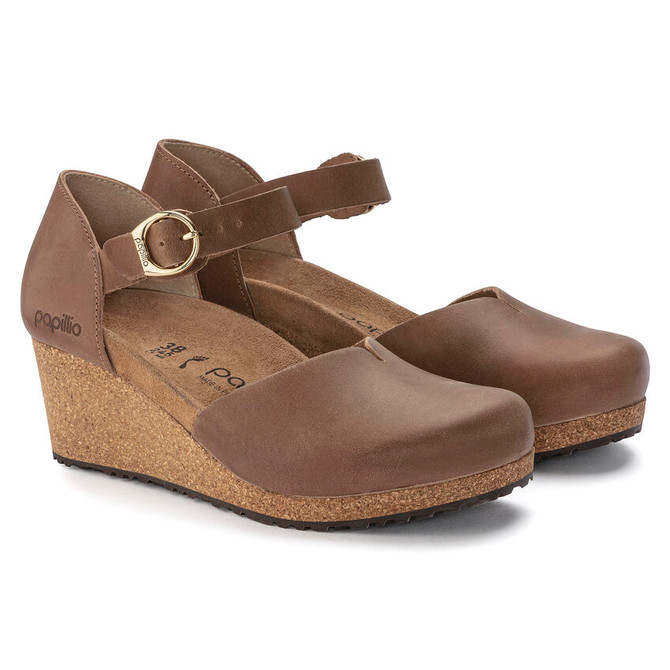 Birkenstock Mary Ring-Buckle Oiled Leather - Cognac