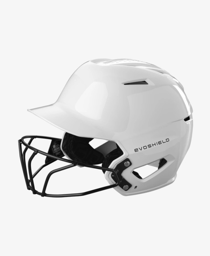 EvoShield XVT 2.0 Glossy Batting Helmet with Facemask - White