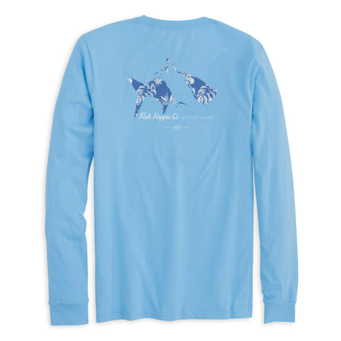 Fish Hippie Skewed Long Sleeve T-Shirt - Azure