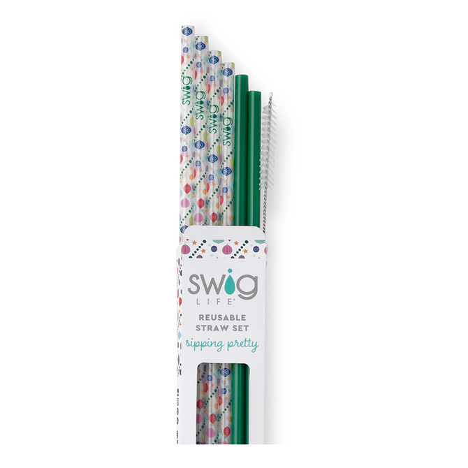 Swig O Christmas Tree + Green Reusable Straw Set