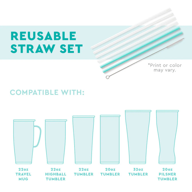 Swig Christmas Glitter Reusable Straw Set