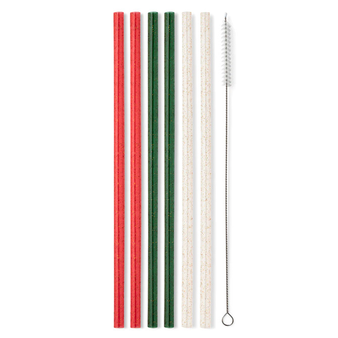 Swig Christmas Glitter Reusable Straw Set