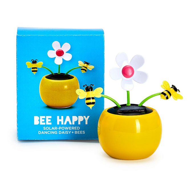 Two's Company Bee Happy Solar Powered Dancing Daisy and Bees