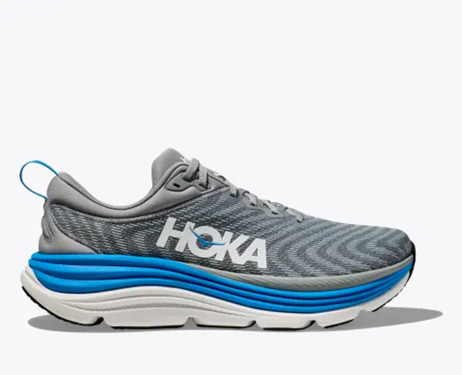 Hoka Gaviota 5 Men's Running Shoe - Wide - Limestone/Diva Blue