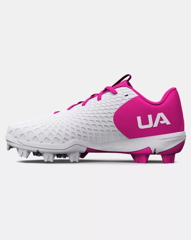 Under Armour Girls Glyde 2.0 RM Jr. Softball Cleats - White/Tropic Pink