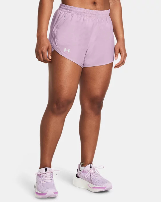 Under Armour Women's UA Fly-By 3" Shorts - Purple Ace / Reflective