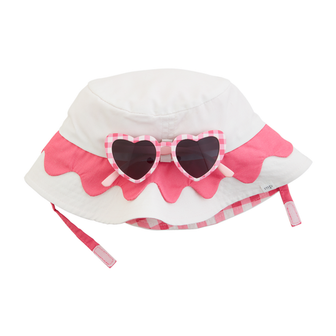 Mudpie White Hat and Sunglasses Youth