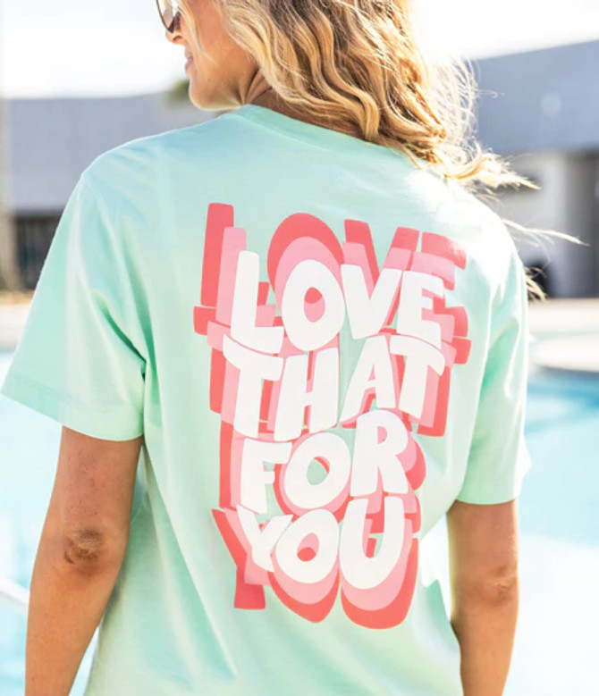 Southern Shirt Co. Think Positive Puff Print Tee - Beach Glass