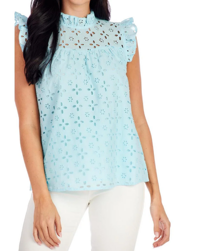 Mudpie Blue Bianca Eyelet Tank