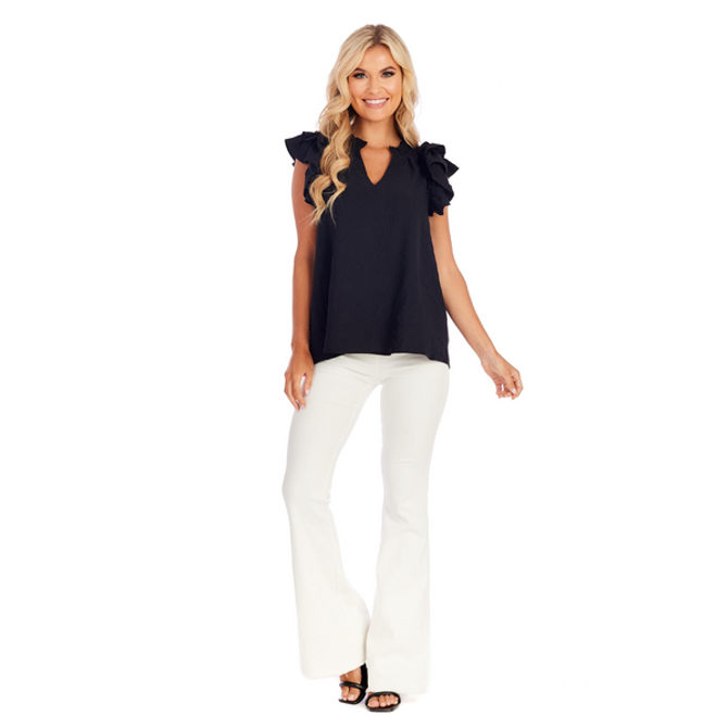 Mud Pie Black Dahlia Ruffle Top