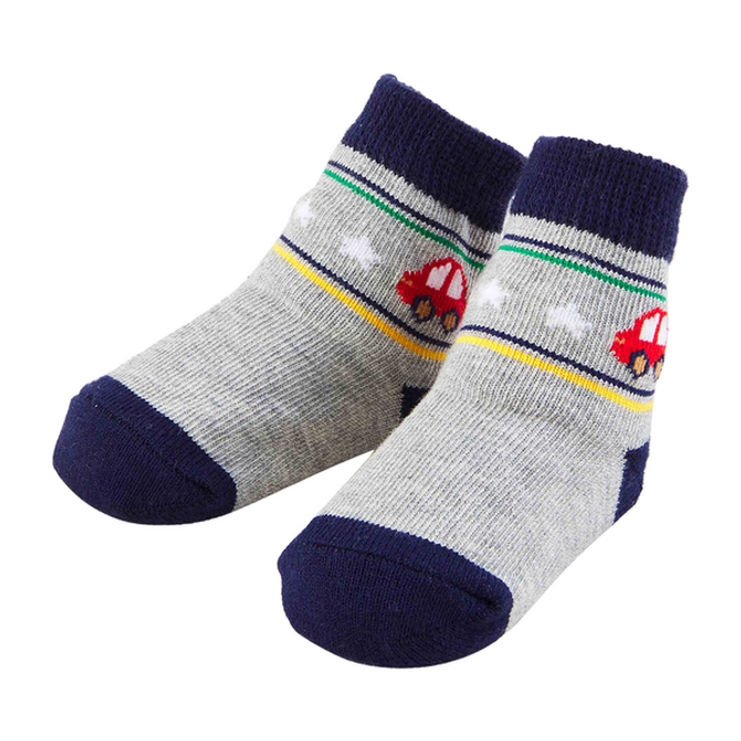 Mudpie Gravy and Navy Car Baby Socks