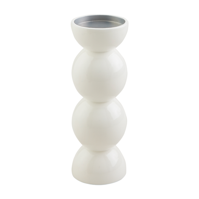 Mud Pie Small White Lacquer Candlestick