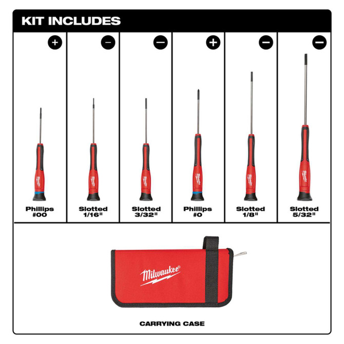 Milwaukee Assorted Screwdriver Set 6.0 in. 6 pc