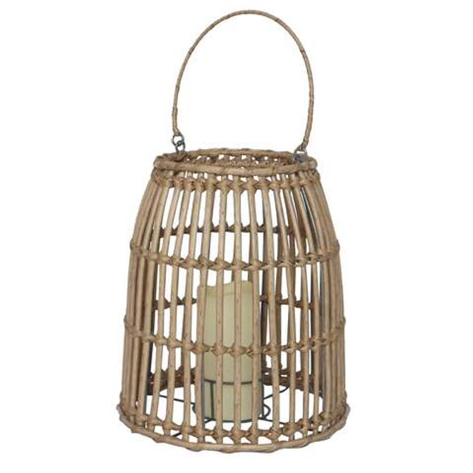 Infinity Natural Iron 15.94 in. H Poly Rattan Lantern