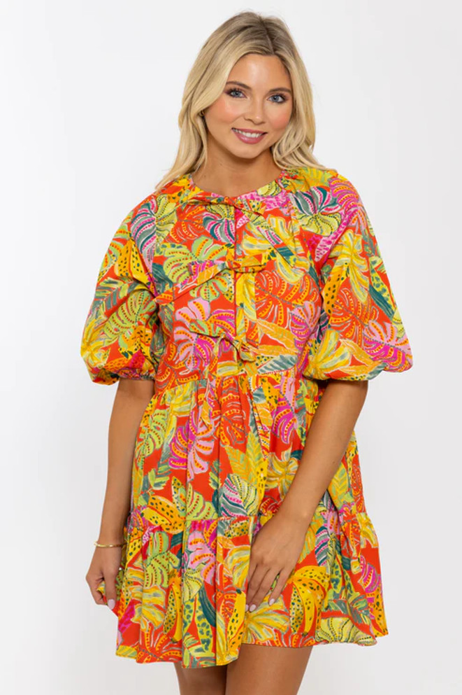 Karlie Tropical Palm Banana Dress