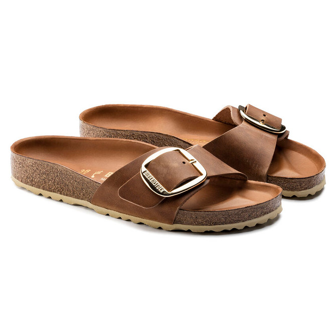 Birkenstock Women's Madrid Big Buckle Oiled Leather - Cognac