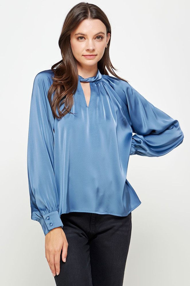 Strut and Bolt Neck Twist Detail Satin Blouse