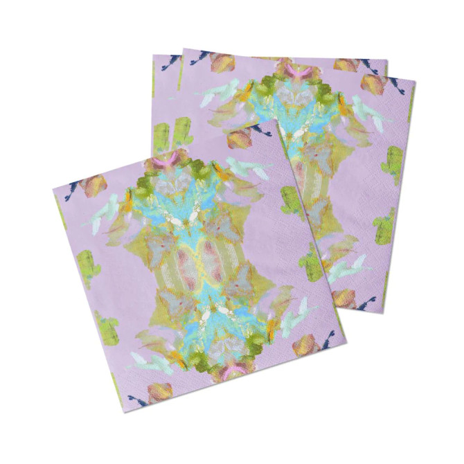 Laura Park Stained Glass Lavender Cocktail Napkins