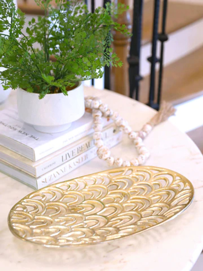 Mary Square Scalloped Gold Tray