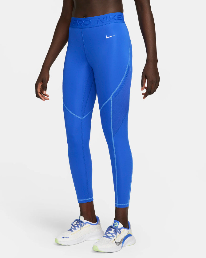 Nike Pro Women's Mid-Rise 7/8 Leggings with Pockets - Hyper Royal/University Blue/White