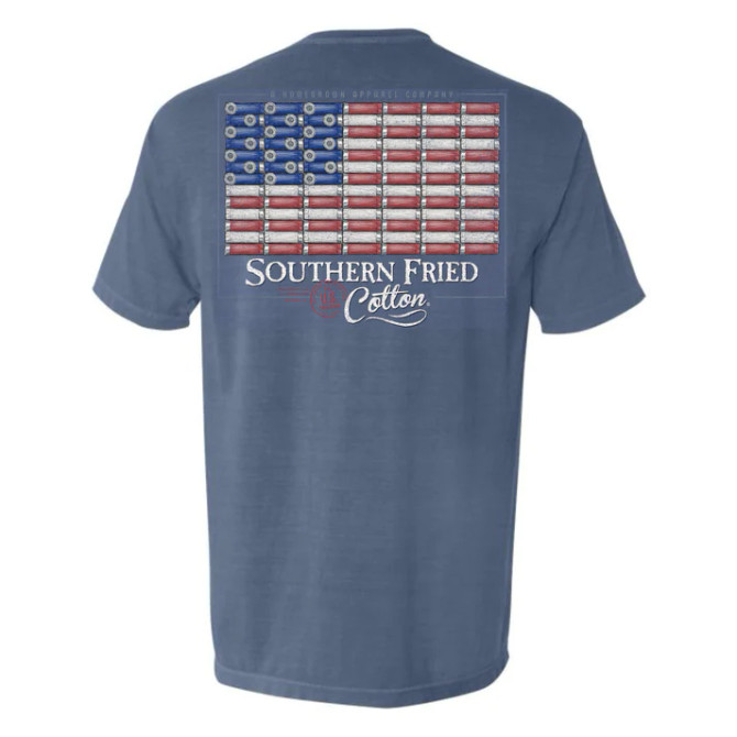 Southern Fried Cotton Shotgun Shell Flag - Blue Jean