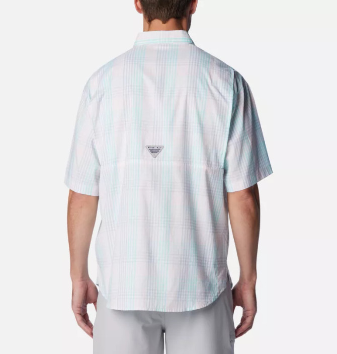 Columbia Men's PFG Super Tamiami Short Sleeve - Gulf Stream, All Over Gingham