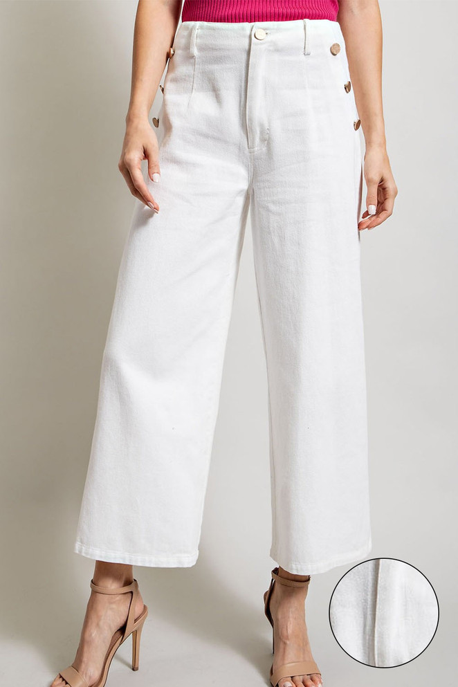 Eesome Mineral Washed Button Cropped Pants