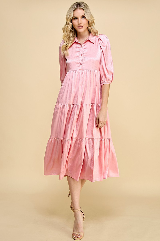 TCEC Collared Midi Shirt Dress