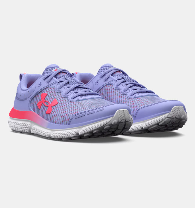 Under Armour Girls' Grade School UA Assert 10 Running Shoes - Purple Ice / Halo Gray / Pink Shock