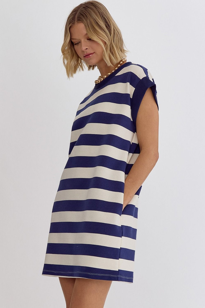 Entro Sleeveless Mini Dress Striped