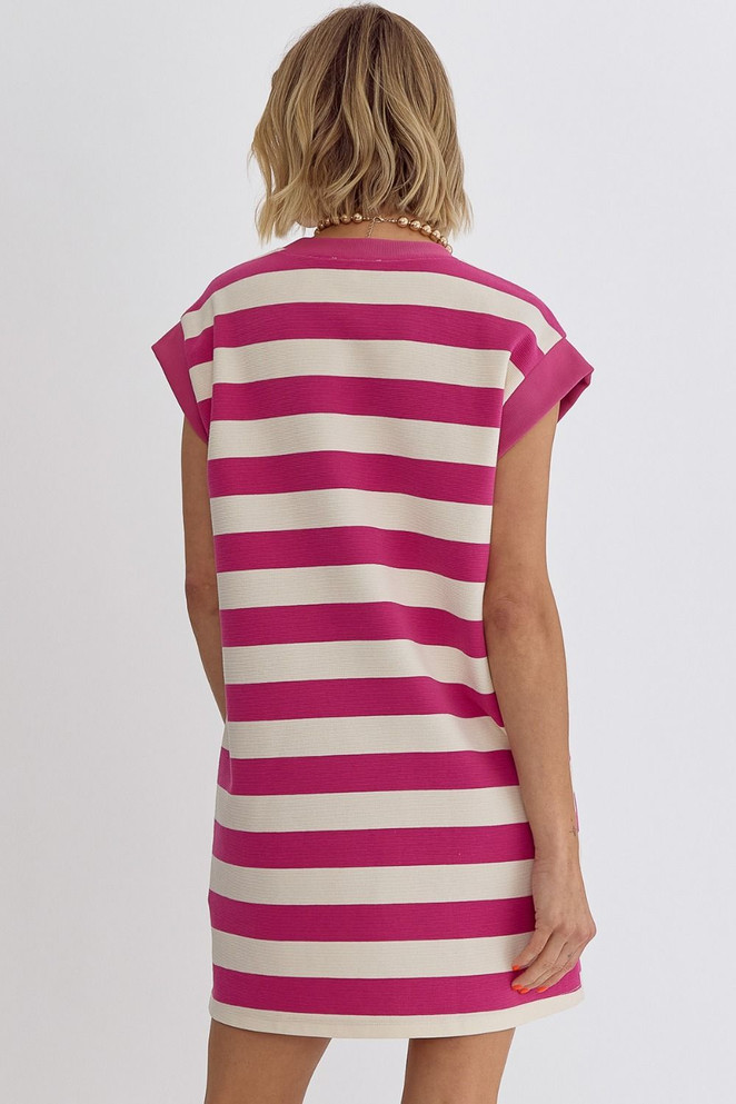 Entro Sleeveless Mini Dress Striped