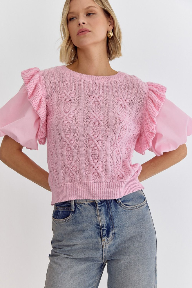 Entro Baby Pink Ruffle Top