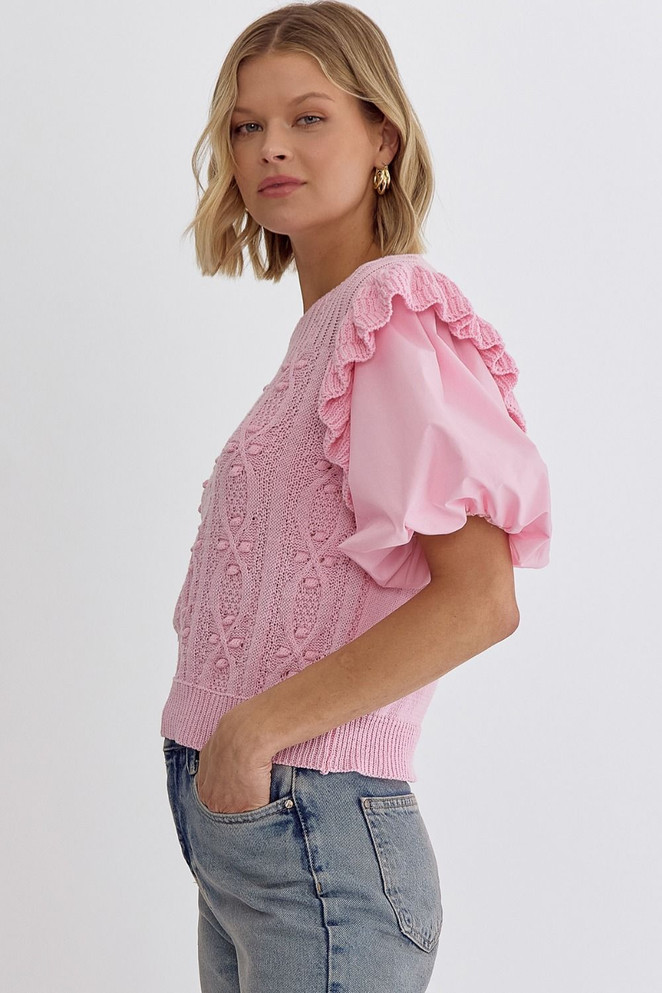 Entro Baby Pink Ruffle Top