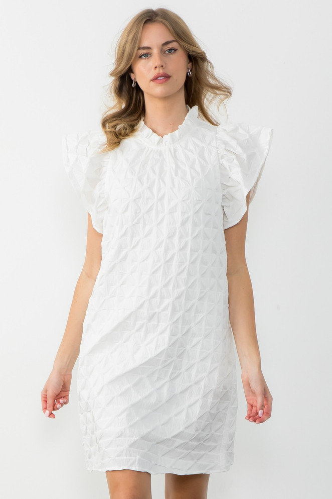 THML Textured Flutter Sleeve Dress