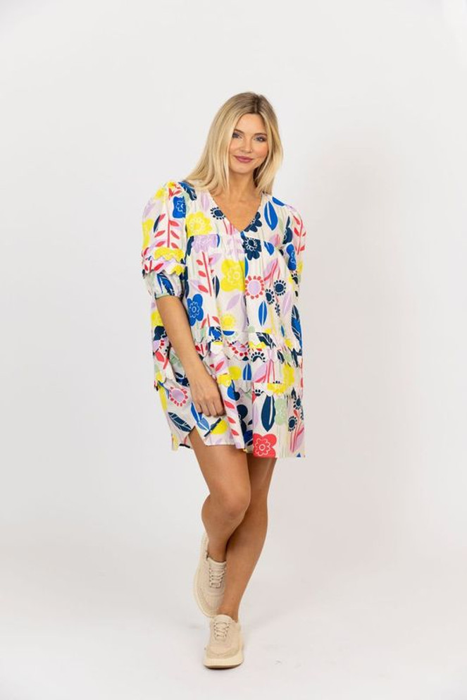 Karlie London Floral V-Neck Scallop Dress