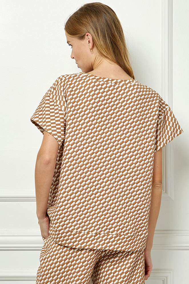 See and Be Seen Textured Short Sleeve Lounge wear Top