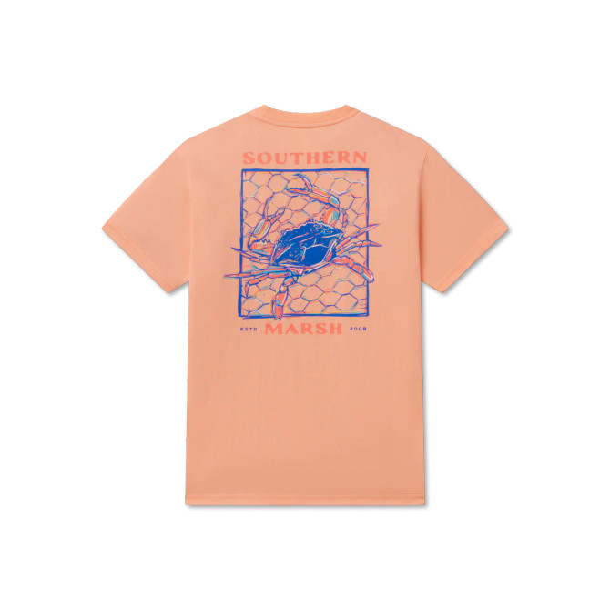 Southern Marsh Youth Blue Crab Tee - Peach